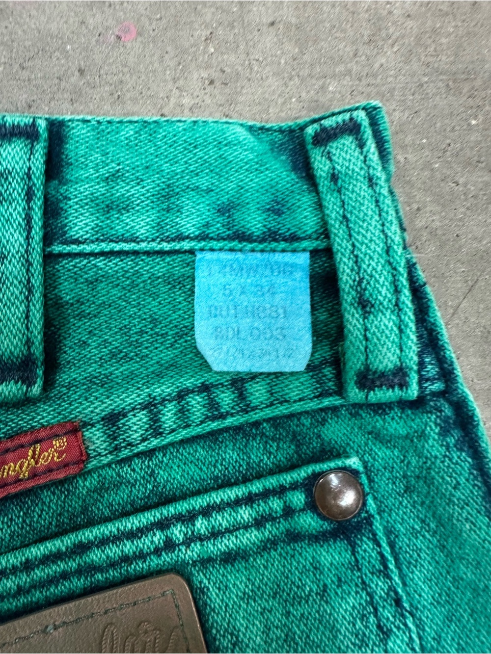 Wrangler Teal Green High-Waist Denim Cutoff Shorts - Picture 3 of 6